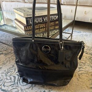 Coach Black Embossed Leather Tote